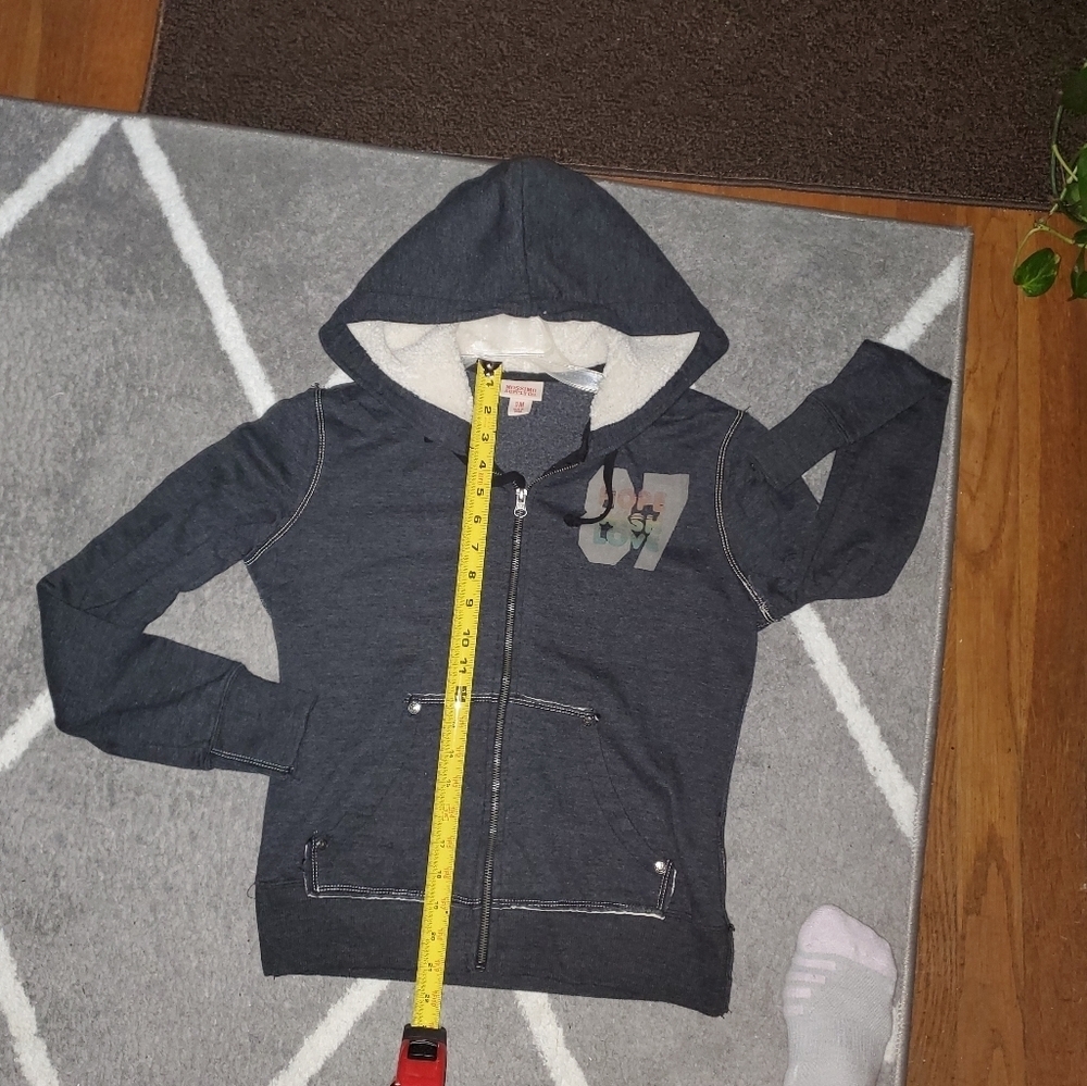 Mossimo Black screen printed hoodie. Hope Wish Love. Sherpa lining in hood only.